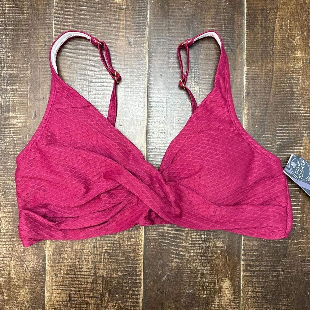 Aqua Couture Burgundy Bikini Top with Adjustable Straps